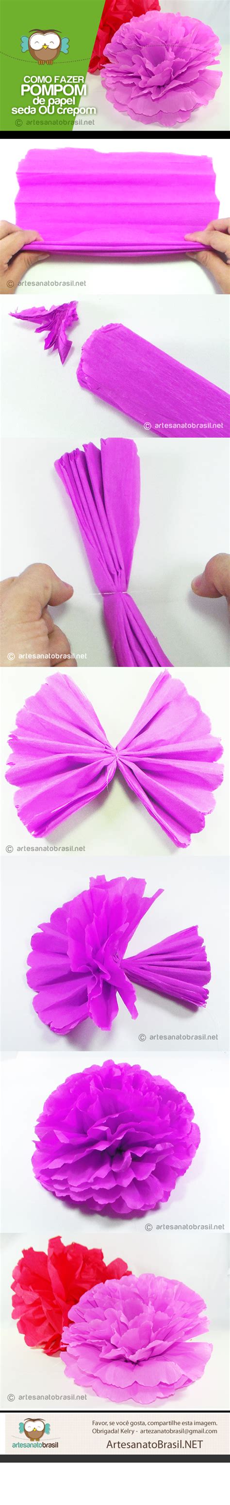 Como Fazer Pompom De Papel Crepom Ou Seda Pompom Seda Papel Clique