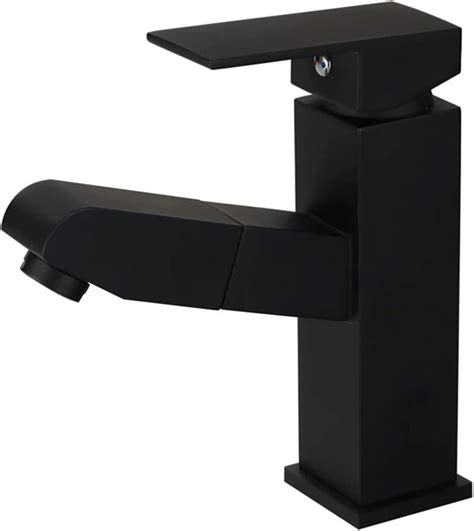 Bathroom Faucet With Pull Out Sprayer Single Handle Basin Mixer Tap For Hot And Cold Water