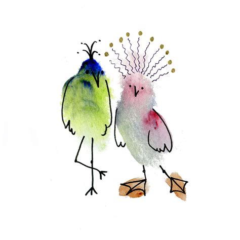 Fancy Friend Whimsical Watercolor Bird Art Romantic Couple Gift Wall