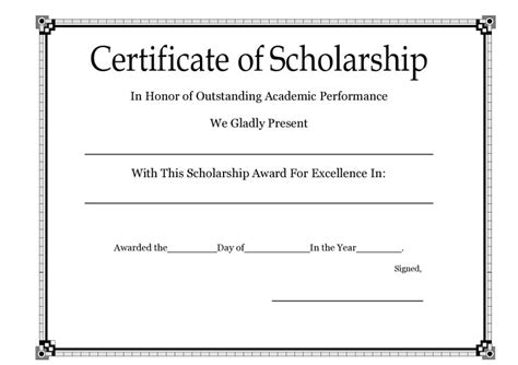 Scholarship Award Certificate Template Free
