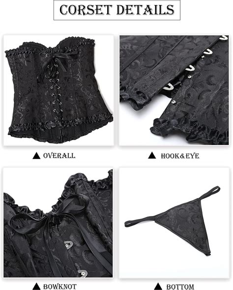 Amazon Evababy Plus Size Sexy Steel Boned Corset Floral Bustier Body Shaper Lingerie Set