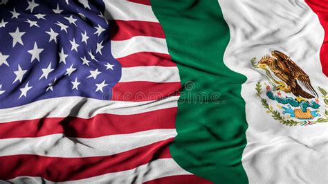 US Mexico Combined Flag United States And Mexico Relations Concept