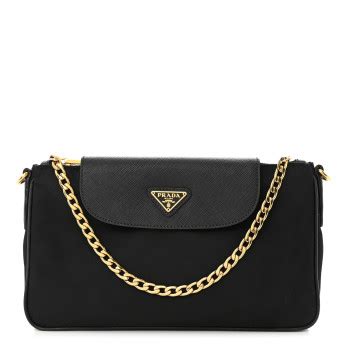 PRADA Tessuto Nylon Saffiano Crossbody Bag Black 1148278 FASHIONPHILE