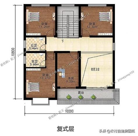 4款10x10米别墅户型图纸，户型周正，清新素雅。图纸头条鲁班设计图纸官网