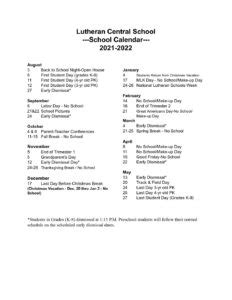 LCS 2021-2022 School Calendar – Google Docs | Lutheran Central School