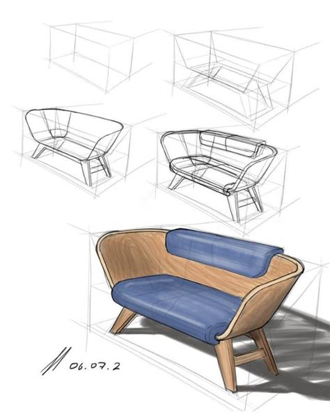 Sketches Of Different Types Of Furniture On A White Background