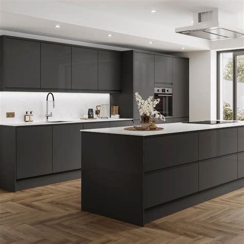 Clerkenwell Gloss Graphite Kitchen Modern Grey Kitchen Modern