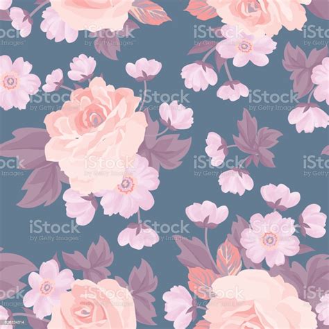 Floral Seamless Pattern Flower Rose Background Stock Illustration