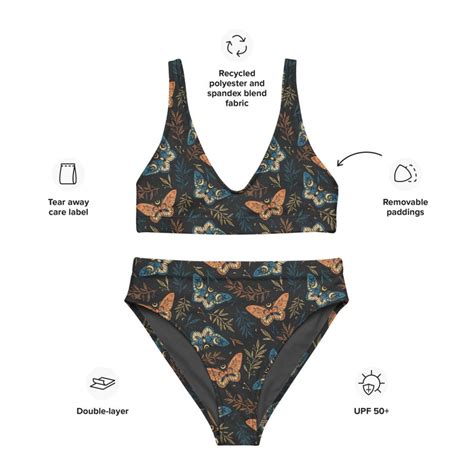 Celestial Magical Moth Butterfly Recycled High Waisted Bikini Etsy