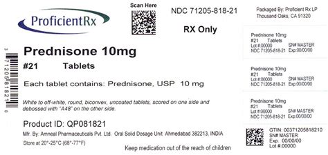 Prednisone Tablets Usp 10 Mg Rx Only