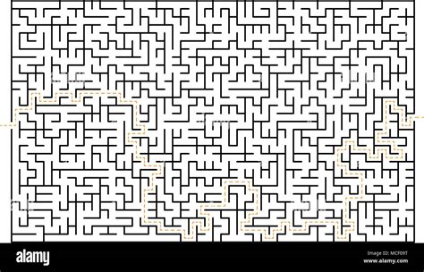 Big Difficult Maze Labyrinth Game Isolated On White Background Stock