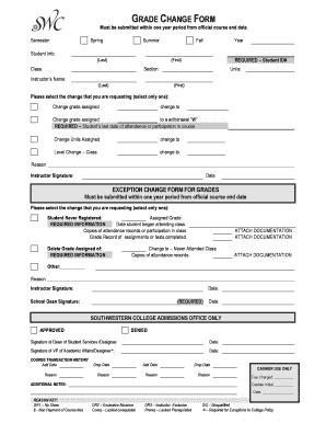 Fillable Online Swccd SOUTHWESTERN COLLEGE RECORD CHANGE FORM Fax Email