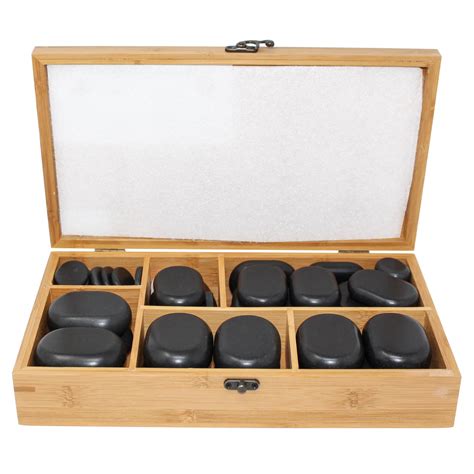 Hot Stone Massagestein Set 45 Teilig Mit Bambusbox Massageliegen 95 20