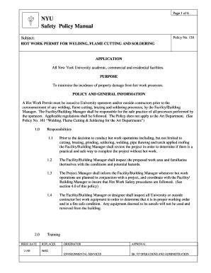 Fillable Online HOT WORK PERMIT FOR WELDING FLAME CUTTING AND SOLDERING Fax Email Print PdfFiller