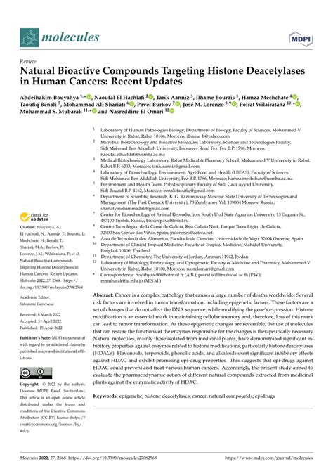 Pdf Natural Bioactive Compounds Targeting Histone Deacetylases In