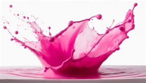 Premium Photo Bright Pink Paint Splashes Levitating Isolated On White