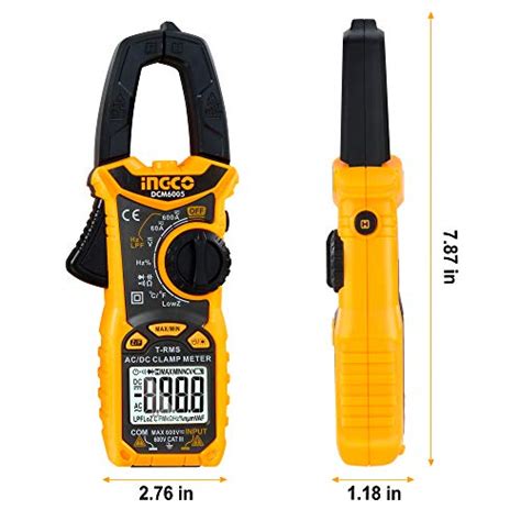 Ingco Auto Ranging Digital Clamp Meter TRMS 6000 Counts Measures AC DC