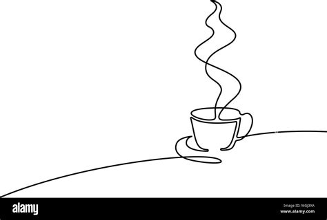 Dibujo de línea continua de la taza de café Imagen Vector de stock Alamy