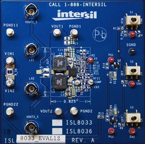 Isl8033aeval1z Dual 3a Low Quiescent Current High Efficiency Synchronous Buck Regulator