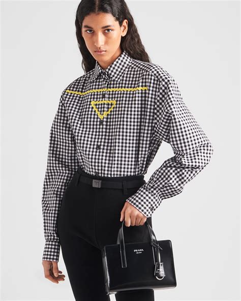 Black Yellow Gingham Check Shirt Prada