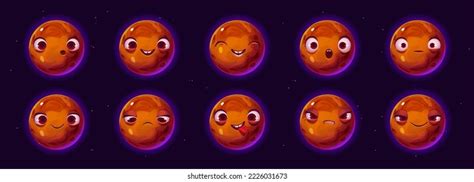 Cute Planet Character Emoji Set Cartoon Stock Vector (Royalty Free ...