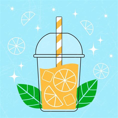 Premium Vector Orange Juice In A Plastic Cup With A Juice Straw