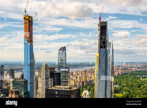 Up Town And Central Park Of New York Cityscape View From Rooftop