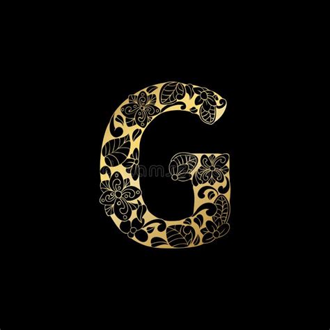 Golden Ornamental Alphabet Letter G Font Stock Vector Illustration Of