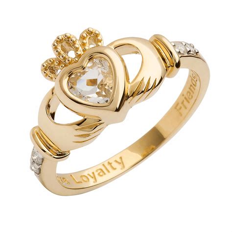 Irish Ring 14k Gold Diamond Love Loyalty Friendship Birthstone Claddagh Ring At