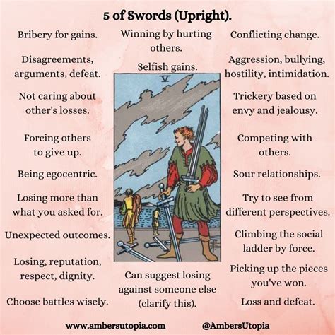 5 Of Swords In Upright Position These Are The Meanings Are This Tarot