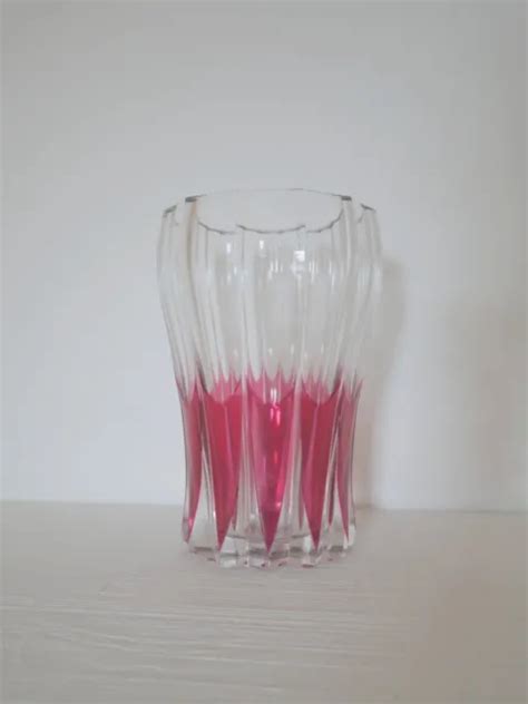 Vase En Cristal Taill De Couleur Rouge Val Saint St Lambert Cm Eur