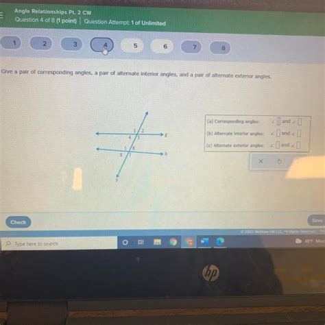 Give A Pair Of Corresponding Angles A Pair Of Alternate Interior