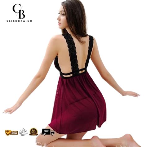 Jual CLICKBRA BR1018 Baju Tidur Wanita Sexy Lingerie Set G String Seksi Brukat Transparant