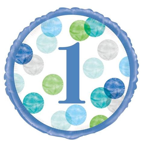 Folieballon 1 Jaar Verjaardag Stippen Blauw Feestbazaarnl