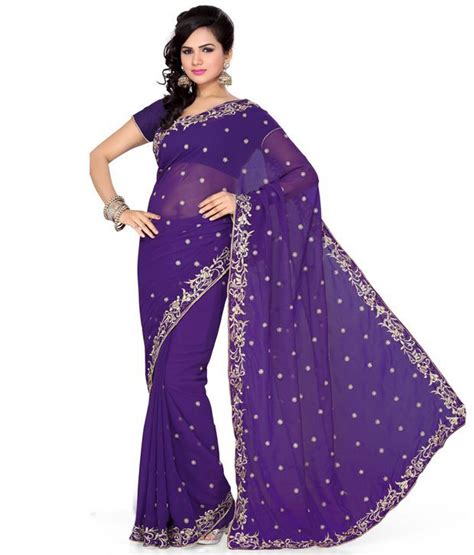 Saree Swarg Blue Chiffon Saree Buy Saree Swarg Blue Chiffon Saree