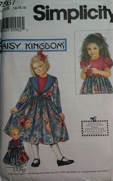 Simplicity 7867 Daisy Kingdom Girls Dress And Jacket W Matching Doll Dress Size 78