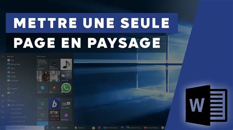 Mettre Une Seule Page En Paysage Word Youtube