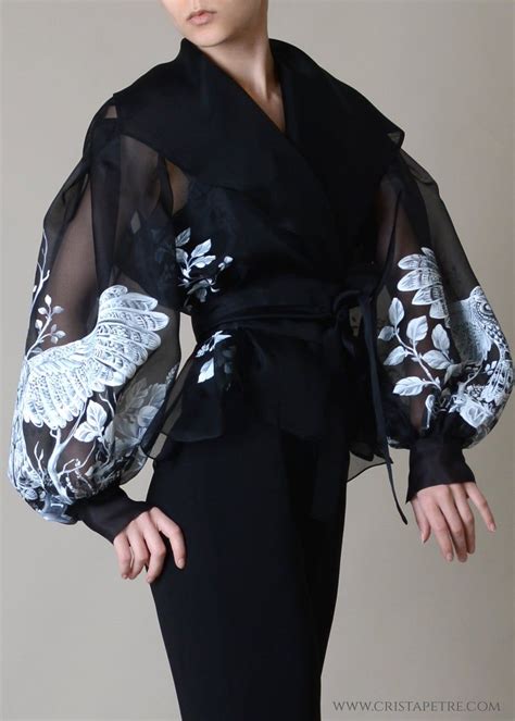 Silk Organza Jacket Hand Painted Elegant Blouse Veste En Etsy