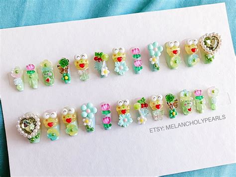 Keroppi Frog Sanrio Nails Etsy