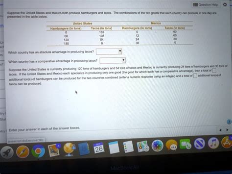 Solved Question Help Suppose The United States And Mexico Both Produce