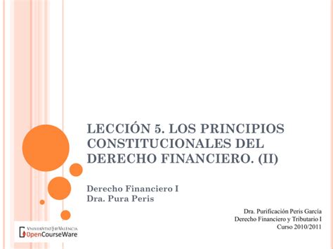 lección 5 los principios constitucionales del derecho OCW UV