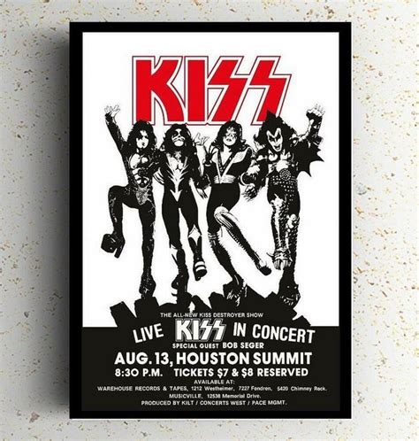 Kiss Concert Poster Houston Summit 1976 A3 Size Repro Concert