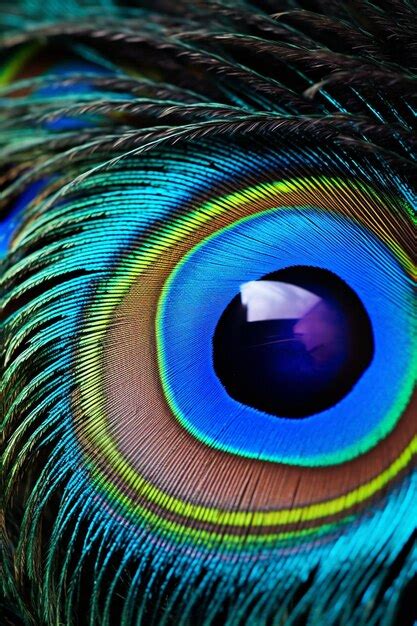 Premium AI Image | A Close Up Of A Peacock'S Eye With A Blue Center