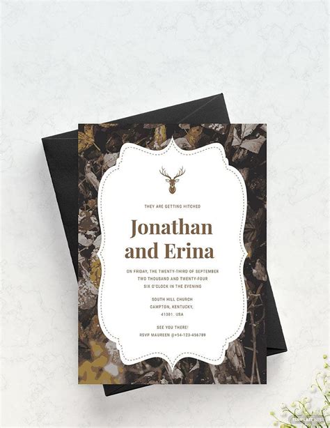 Camo Wedding Invitation Template In Illustrator Word Publisher Psd