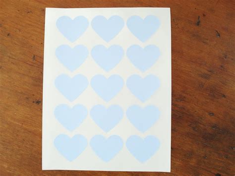 Heart Sticker Baby Blue Heart Stickers Heart Labels T Etsy