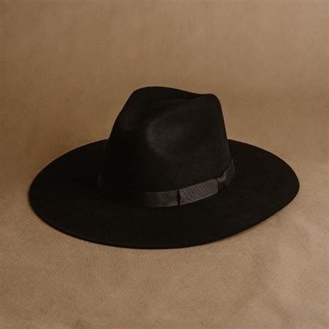 Black Felt Hat Fedora for Women Wide & Stiff Brim Winter Hat - Etsy