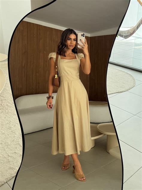 Vestido Midi Nude A Partir De R 171 66