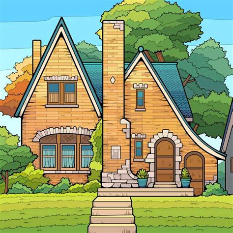 colorful cartoon house drawing