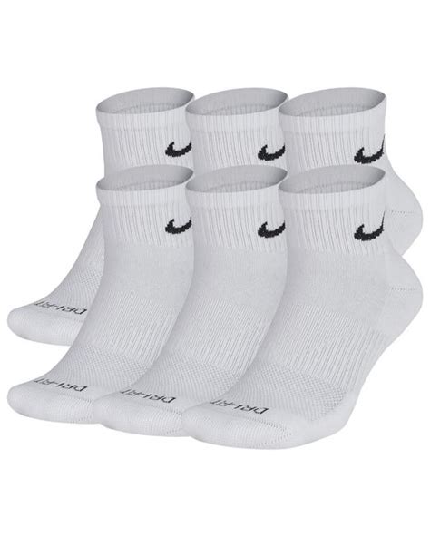 Nike 6 Pack Dri-fit Plus Quarter Socks in White/Black (White) for Men ...