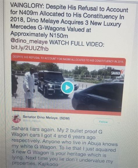 Dino Melaye Calls Out Sahara Reporters For Undervaluing His 3 G-wagons ...